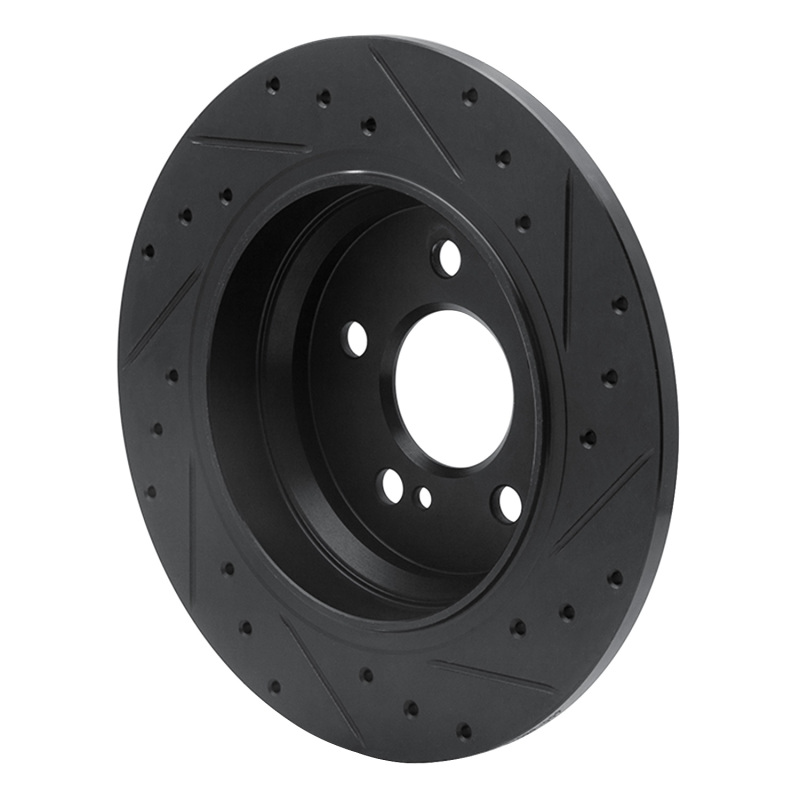 Mercedes-Benz S550 Brake Rotor (1) - Rear Left - R1 Concepts - Drilled & Slotted - Black - `07-`13